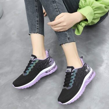 Жіночі кросівки для бігу AFFINEST: дихаючі, з антиковзанням, легкі, амортизуючі, сітчасті, чорно-фіолетові (36 EU)