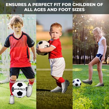 Дитячі футбольні бутси Vizari FG | Бутси для футболу для хлопчиків та дівчаток | Outdoor Soccer Cleats Turf Football Boots | Білі, чорні, срібні (31.5 EU)