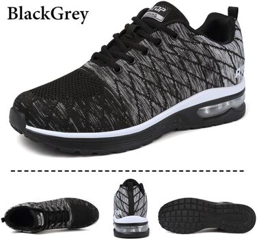 Чоловічі кросівки для бігу та занять спортом: Air Cushion, зручні та дихаючі. Розмір 43.5 EU, чорно-сірий колір