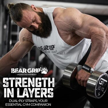 BEAR GRIP – Преміум подвійні ремені для тяги, елітна серія, чорні