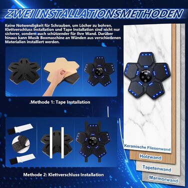 Музична боксерська машина Zosudull з LED-підсвіткою та Bluetooth, для дітей та дорослих, з регулюванням швидкості та підрахунком ударів