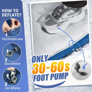 Надувний килимок для кемпінгу з подушкою, інтегрована підошва-насос, компактний, для туризму та подорожей (світло-сірий)