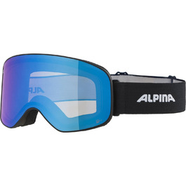 ALPINA SLOPE Q-LITE — Дзеркальна лижна маска OTG для дорослих, чорна, 100% UV-захист, контрастне скло