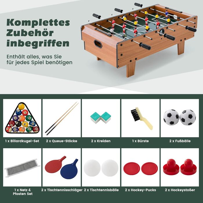 DREAMADE 4-в-1 міні-ігровий стіл: футбол, хокей, більярд, теніс. Ідеально для дітей та дорослих