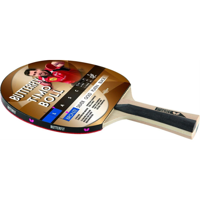 Настільна ракетка Butterfly Timo Boll Bronze, ITTF, для аматорів, дерев'яна ручка, комплект з 2 чохлами, м'ячами та додатковою ракеткою