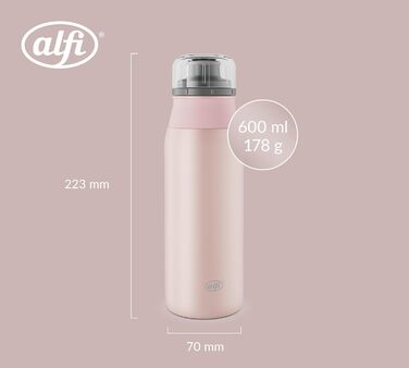 Пляшка для води alfi ELEMENT 600 мл, зелена матова, з нержавіючої сталі, герметична, з кришкою, для газованих напоїв, компактна, придатна для миття в посудомийній машині, BPA-free