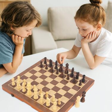 Шахи дерев'яні магнітні, 40x40 см, для дорослих та дітей, складне шахове поле, горіх та сосна, 2 в 1