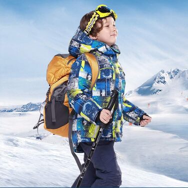 Дитячний гірськолижний костюм 2 частини: куртка та штани для дівчаток, теплий зимовий костюм для активного відпочинку, темно-синій, розмір 110