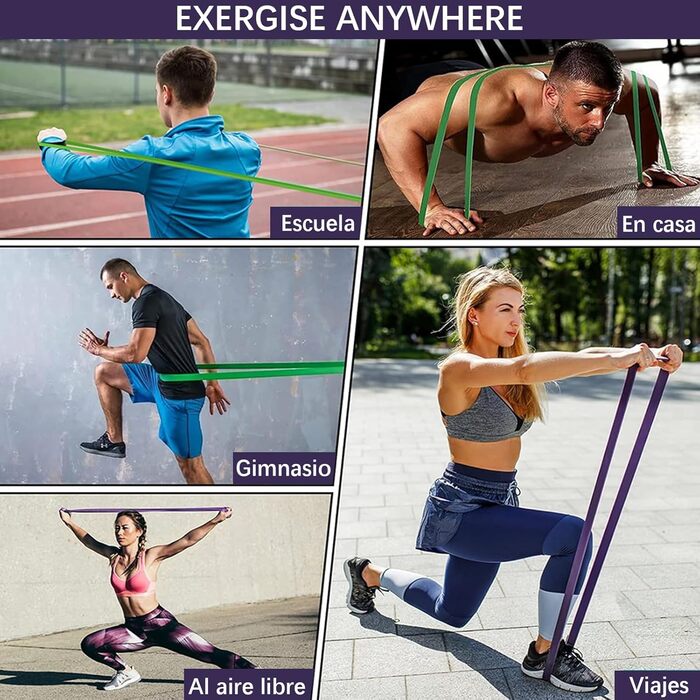 Набір фітнес-гумок 5 шт., гумки для тренувань 15-125 lbs, для дому, йоги, силових тренувань, з сумкою для зберігання