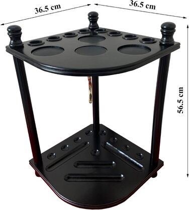 Стійка для більярдних київ GACCO BILLIARDS на 8 київ та аксесуари, з тримачем для куль, з кутів, з масиву дерева, чорна