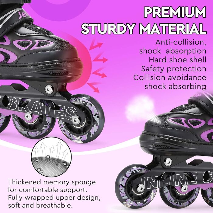 Роликові ковзани дитячі регульовані для дівчаток та хлопчиків, ролики інлайне з світловими колесами, розмір EU 32-36