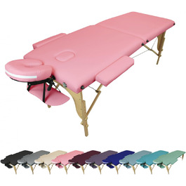 Складний масажний стіл Vivezen з 2 зонами, дерев'яний з Reiki-панеллю, аксесуари та сумка Rose