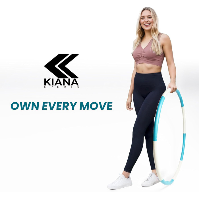Хула-хуп кільце KIANA SPORTS® для дорослих, 1,2 кг - з сумкою та планом тренувань. Стабільний, з німецькою розробкою, для схуднення, фітнес-кільце з хвилями, блакитний