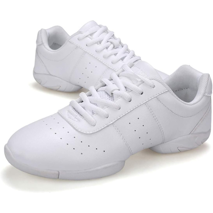 Жіночі дитячі шнуркові кросівки для занять гімнастикою, спортом, аеробікою та танцями, білі, 33.5 EU