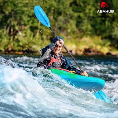 Алюмінієве весло Abahub для каяка, регульоване 220-240 см, з ремінцем, пластикові лопаті, синє