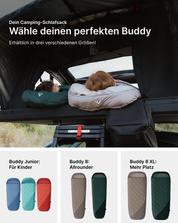 Спальний мішок Qeedo Buddy 8 Outdoor літній (8-25°C) 3 сезони, для дорослих та підлітків (до 200 см), компактний та легкий, поверхня Peach Skin (пісочний колір)