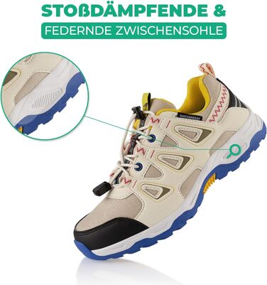 Водонепроникні трекінгові черевики для жінок та чоловіків. Трекінгові, туристичні черевики для хайкінгу (46 EU, Бежевий, Синій)