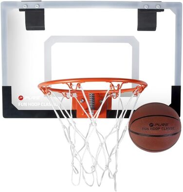 Дитячий баскетбольний кошик Pure2Improve Fun Hoop Classic для кімнати, міні-баскетбольний набір з м'ячем, кільцем, прозорою щиткою, кріпленням на двері