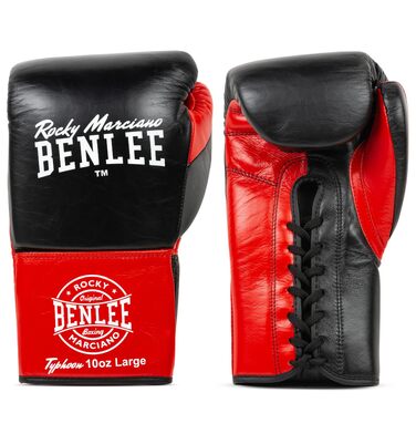Боксерські рукавички зі шкіри BENLEE Typhoon, 10 oz, чорно-червоні