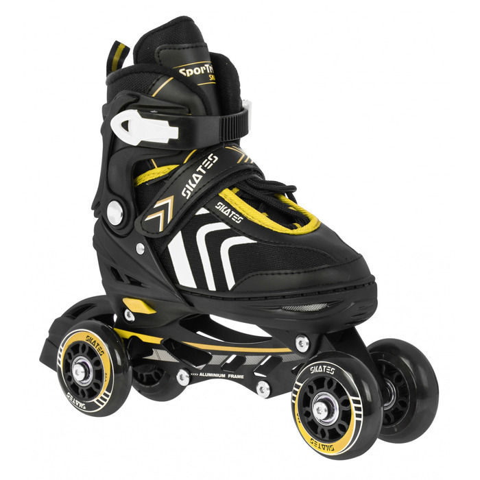 Дитячі роликові ковзани SporTrike, регульовані (розмір 29-33), чорно-жовті, 4 колеса 85A