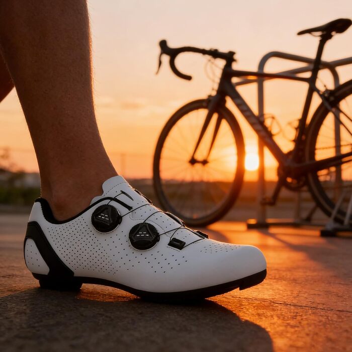 Велосипедні шкарпетки для чоловіків та жінок | Шкарпетки для шосейних велосипедів, сумісні з SPD, SPD-SL, Look Delta/Keo | Універсальні велошкарпетки для Peloton, шосе та велотренажера | Легкі та дихаючі (46 EU, Білий)
