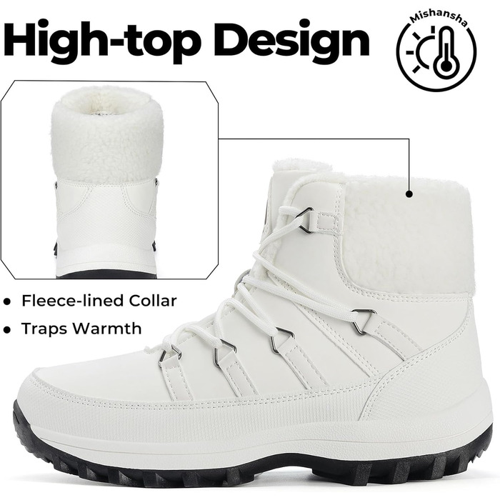 Зимові черевики Mishansha для жінок, утеплені, водонепроникні, туристичні, розмір 36-42 (білі)