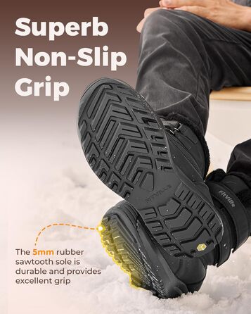 Черевики зимові чоловічі FitVille широкі, теплі, водонепроникні, з коротким гомілкою, чорні (46 EU)