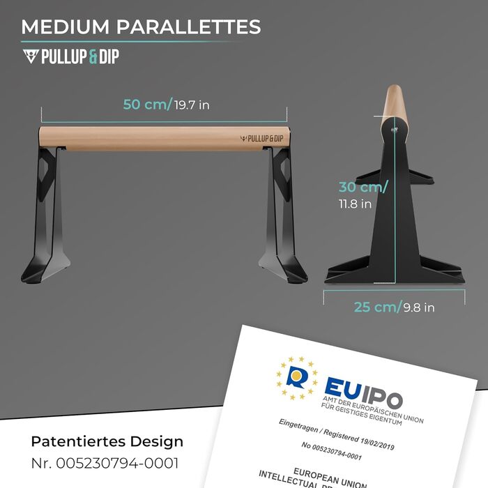 Дерев'яні паралети PULLUP & DIP Medium 30 см для каллістеніки та гімнастики, ергономічні бруси для віджимань і стійки на руках, для тренувань вдома та на вулиці