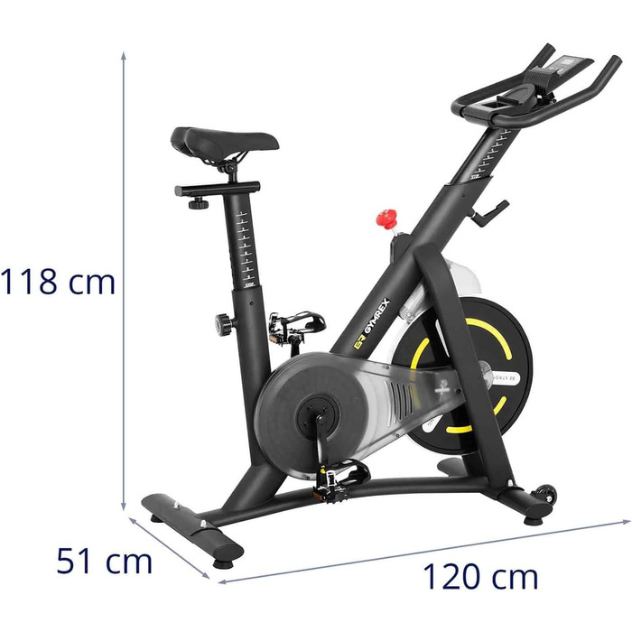 Gymrex GR-MG13: Велотренажер для дому з маховиком 13 кг, до 110 кг, LCD дисплей
