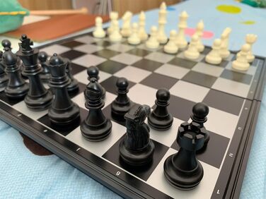 KOKOSUN 3-в-1 шахи, шашки, нарди – магнітна складна дошка 32×32 см, навчальна гра, подарунок для дітей і дорослих