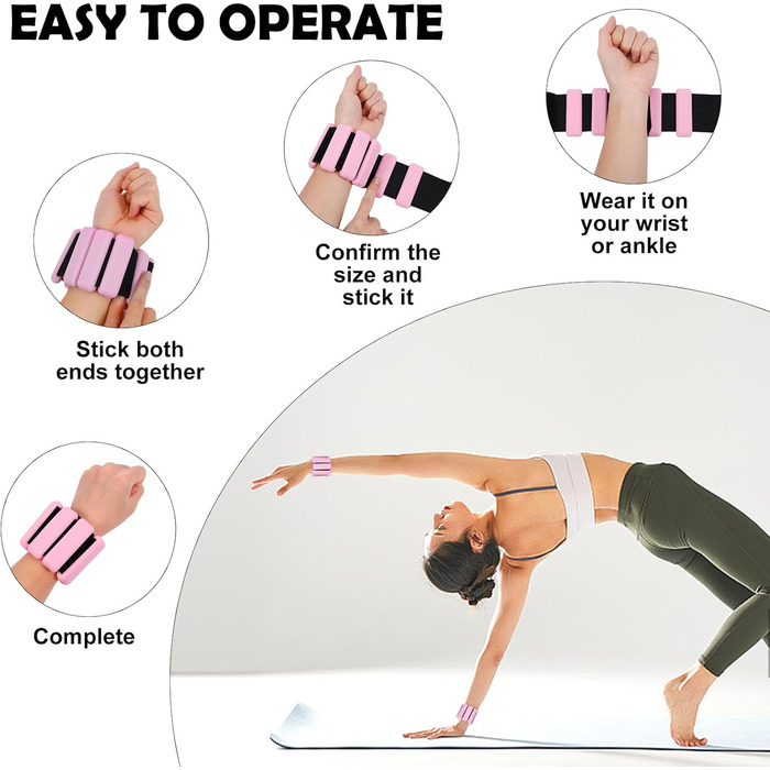 Набір вантажів для зап'ястя та рук Zorplex 2 шт. (по 0.45 кг) – для фітнесу, йоги, пілатесу, танців, кардіо та аеробіки