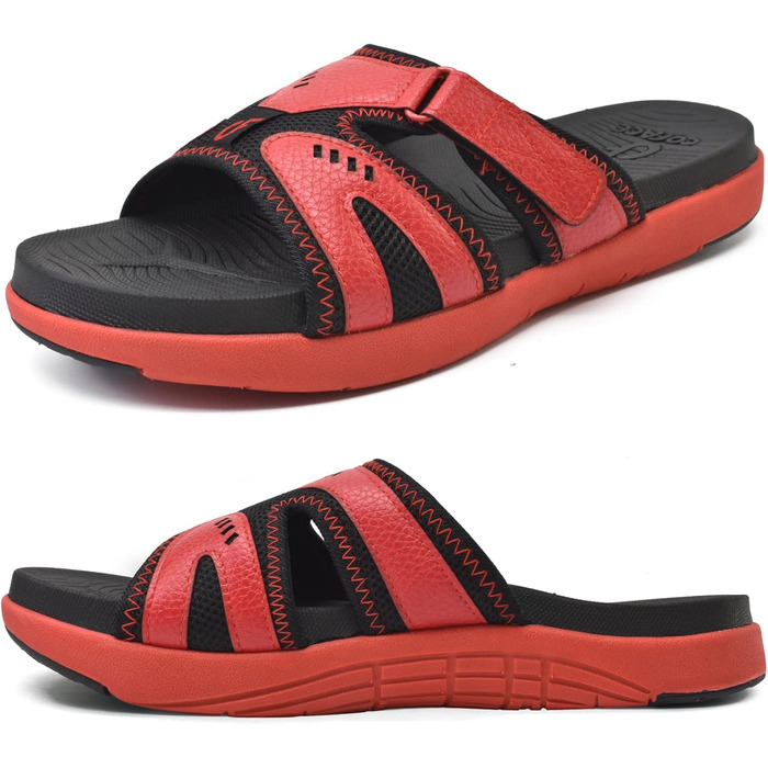 Чоловічі спортивні сандалії COFACE для відновлення після навантаження, підтримка склепіння стопи, ортопедичні, розмір 40-48 (44.5 EU, чорно-червоні)