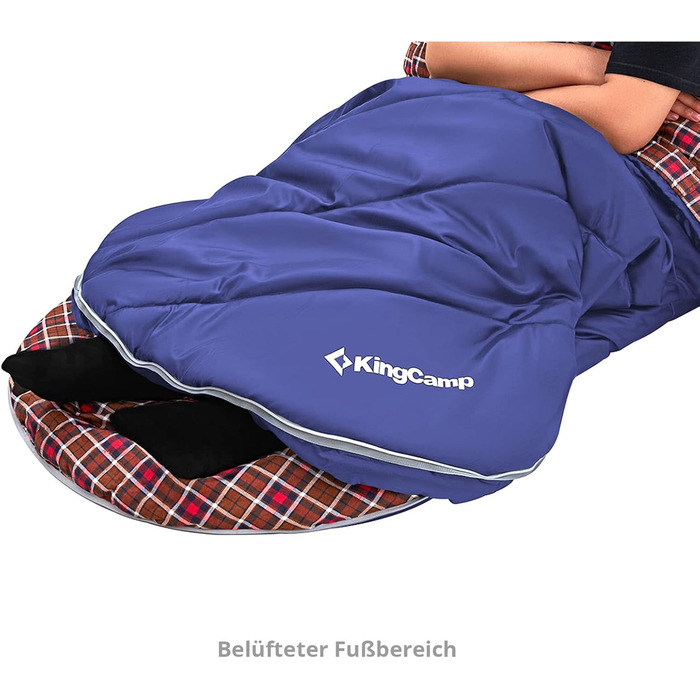 Сплячий мішок KingCamp Freespace 250 Winter -8°C, широкий, з бавовни, блакитний