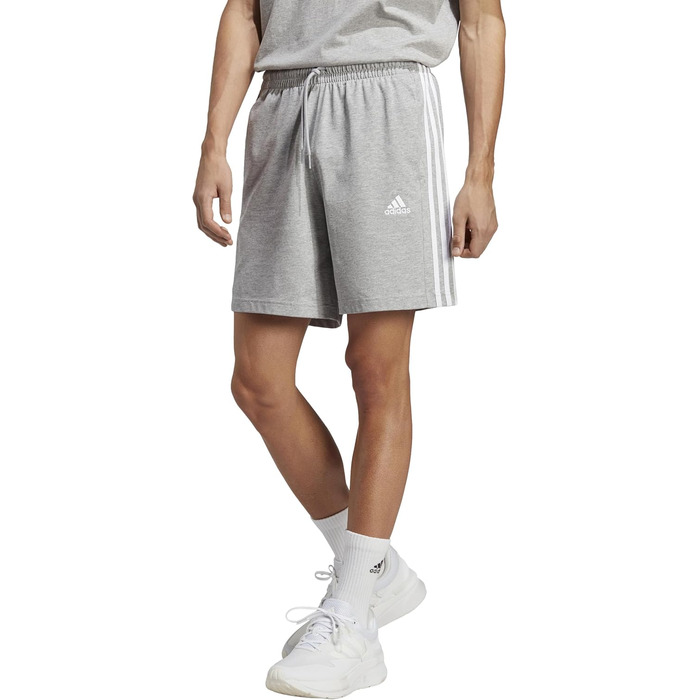 Чоловічі повсякденні шорти adidas Essentials French Terry 3-Stripes, сірі (Medium Grey Heather/White), розмір M