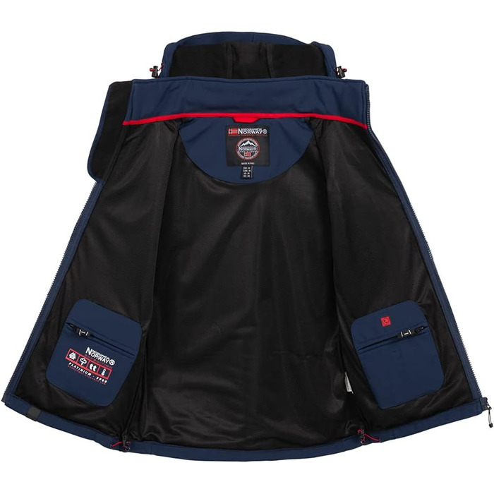 Чоловіча тактична куртка Geographical Norway Tacebook — водонепроникна вітрозахисна куртка з капюшоном для походів та активного відпочинку, темно-синя (M)
