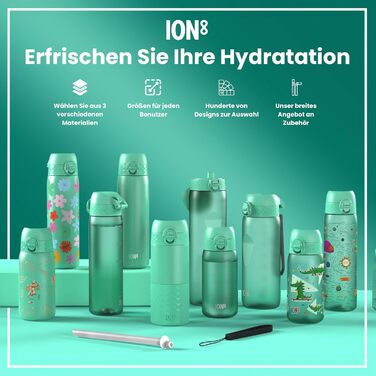 Дитяча пляшка для напоїв ion8 Evo Petrol, 400 мл, неізольована, з клапаном, не протікає, з ручкою, легко миється