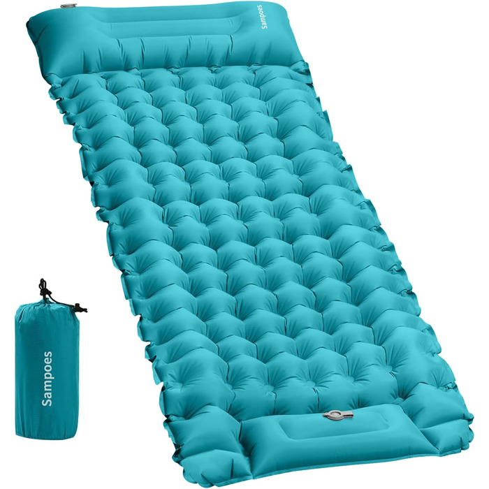 Надувний килимок для кемпінгу Isomatte 10 см, самонадувний, з насосом, для туризму та відпочинку на природі, односпальний, блакитний