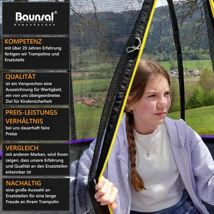Дитячий батут Baunsal® для вулиці, Ø 396 см, ліловий, комплект для саду