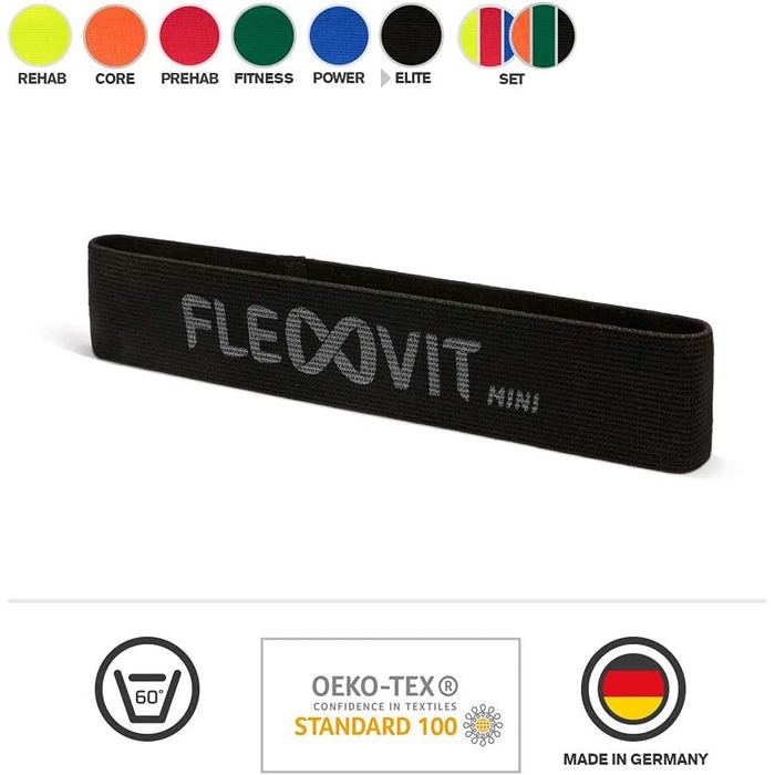 Еспандери FLEXVIT Mini Band 6 шт. – фітнес-стрічки для стабілізаційних вправ, розтяжки та мобілізації, різні рівні опору, для початківців і професіоналів