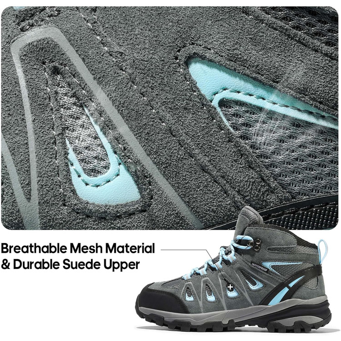 Черевики для трекінгу та хайкінгу NORTIV 8 Adventurer для жінок - дихаючі, зручні (41.5 EU, широка колодка, сірий, блакитний)