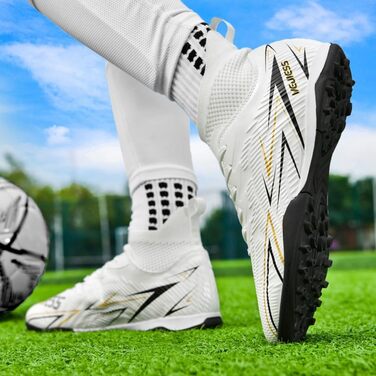 Черевики для футболу чоловічі та дитячі з високим верхом, бутси для занять футболом, залу, тренувань (білий, 41 EU)