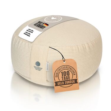 Йога подушка Inner Peace Кругла з шнуром 33 x 16 см XL | Подушка для медитації | З органічної бавовни та дінкової вати | Йога подушка для сидіння | Виготовлено в Німеччині (пісок)