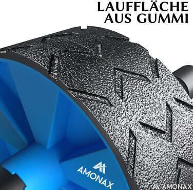 Ролер для пресу Amonax, тренажер для живота, колісо для пресу з нековзним покриттям, з м'яким килимком для колін, для чоловіків та жінок, тренування пресу (Блакитний)