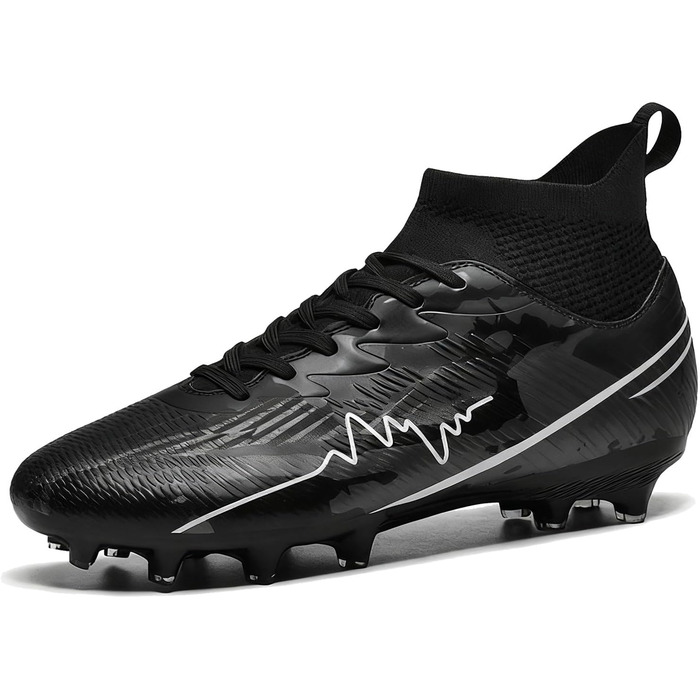 Чоловічі футбольні бутси для штучного поля, дитячі та підліткові, для тренувань та гри, чорні, 45 EU