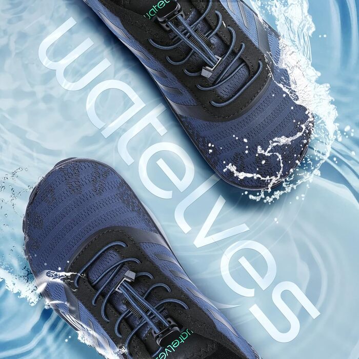Взуття для плавання та фітнесу WateLves: аквашузи для жінок та чоловіків, підошва з неслизьким покриттям, широка передня частина (темно-синій, 39 EU)