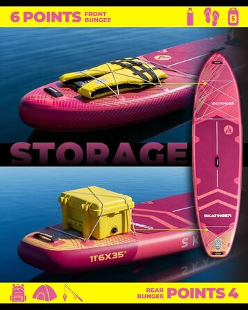 Надувний SUP-борд Skatinger для йоги та прогулянок, 289x86.4x15.2 см, червоний метеорит. Рюкзак 1600D, D-кільця, ремінь.