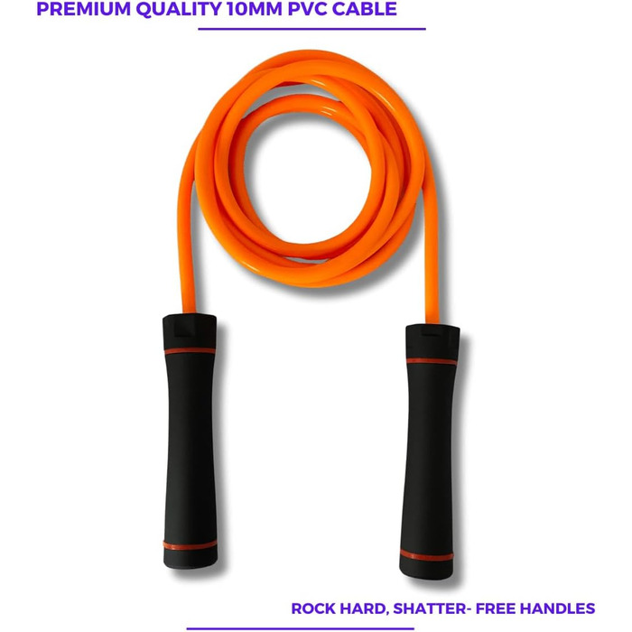 Скакалка Elevate Gravity Heavy Rope 3м, 10мм, обтяжена, для кардіо, схуднення та силових тренувань, з гладкими підшипниками, для дому та вулиці