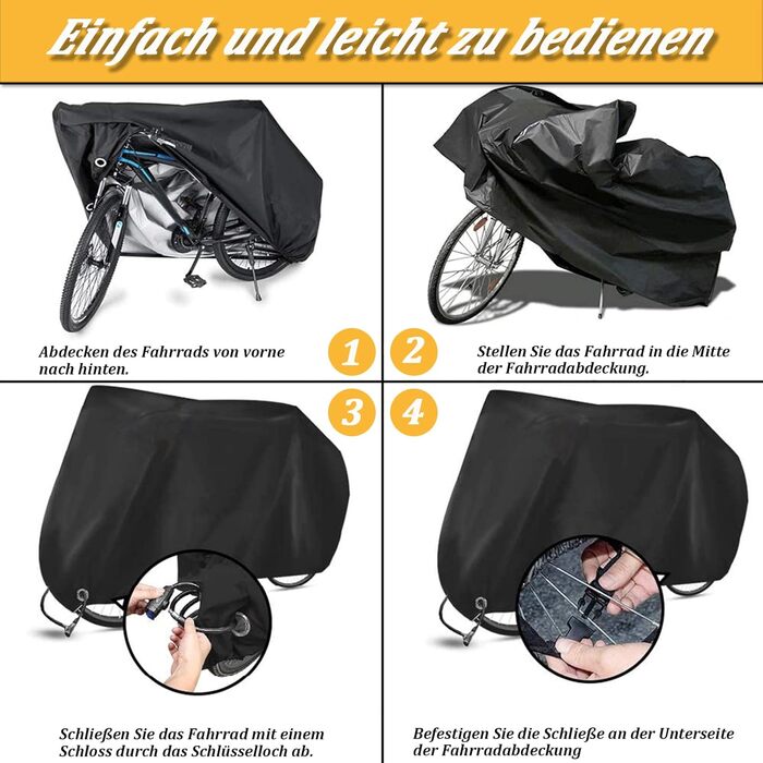 Водонепроникний чохол для велосипеда на 2 велосипеди, 210D Oxford, 170x60x85cm, чорний