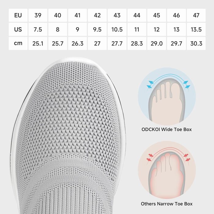 Сліпони чоловічі без шнурівки: спортивні кросівки для бігу та активного відпочинку (сірий, 45 EU)