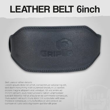 Пояс для важкої атлетики GripUp – шкіряний, для чоловіків та жінок, 4/6/10 дюймів, підтримка спини, важке змагання, присідання, бодібілдинг, фітнес (чорний, 6 дюймів, XXL)